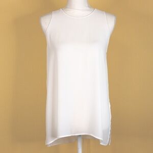 Lush Sheer Sleeveless Pull-Over Hi-Low Blouse w/ Back Closure & Side Slits